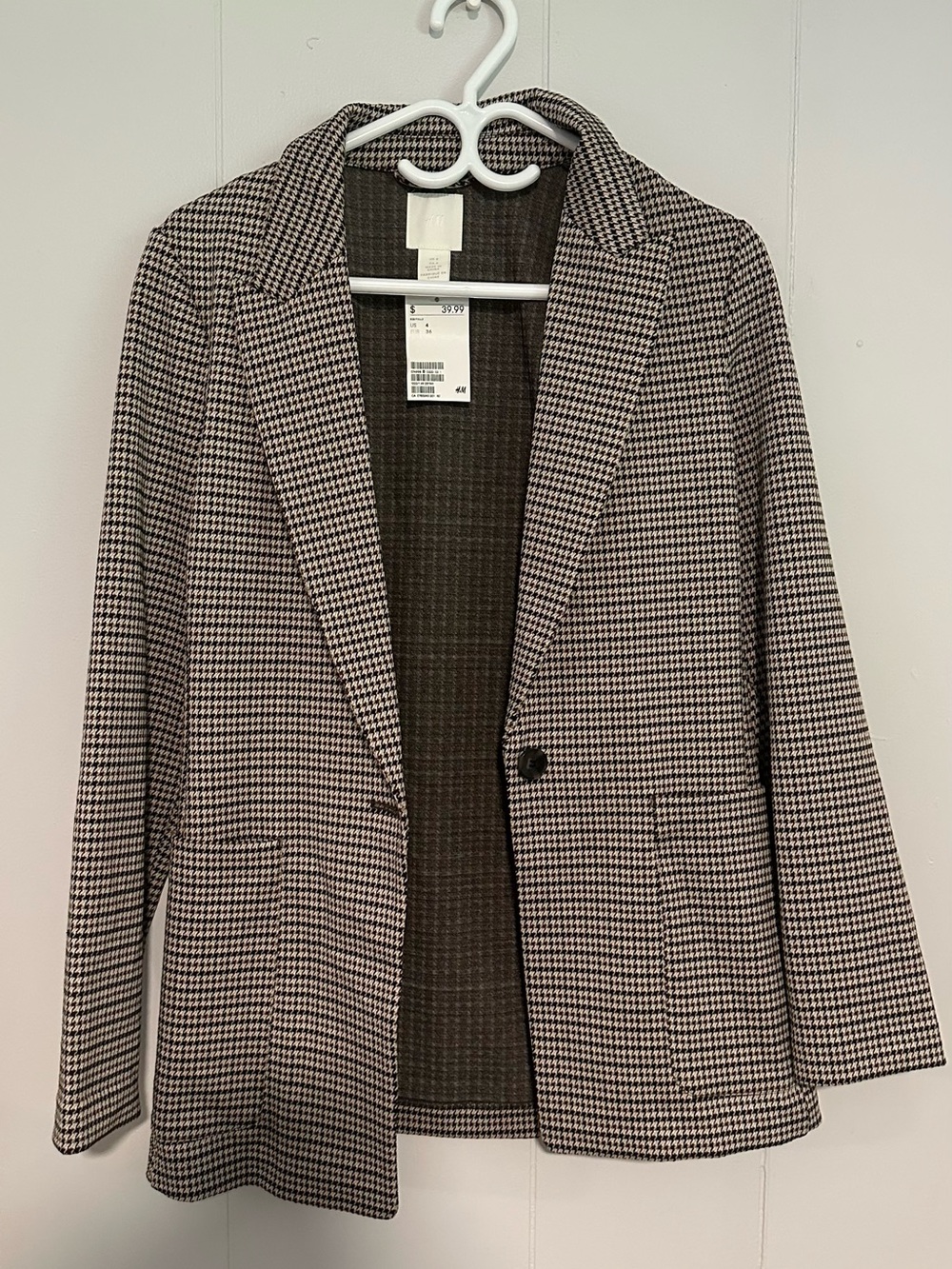 H&M Black and White Houndstooth Blazer